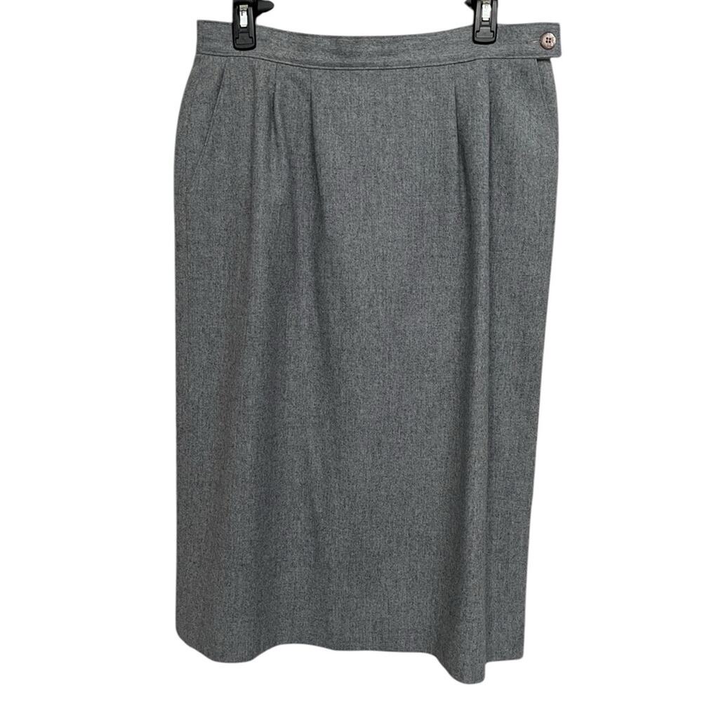 PENDLETON Vintage Gray 100% Virgin Wool Back Slit Pleated Skirt Women’s‎ Size 14